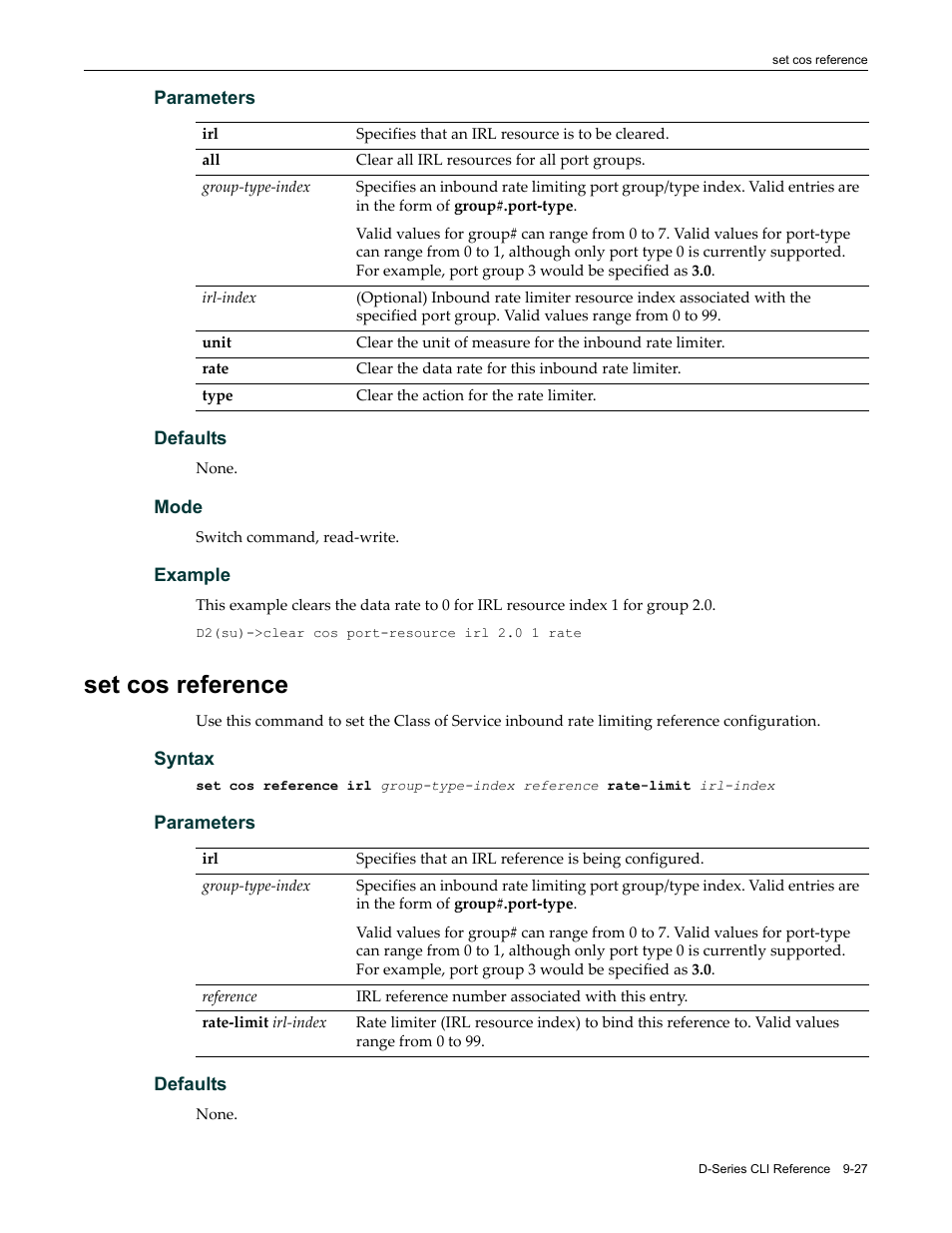 Set cos reference, Set cos reference -27 | Enterasys Networks Enterasys D2 D2G124-12P User Manual | Page 313 / 496