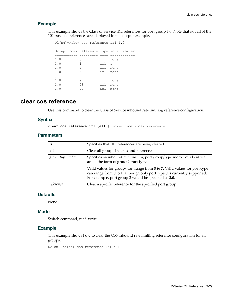 Clear cos reference, Clear cos reference -29 | Enterasys Networks Enterasys D2 D2G124-12P User Manual | Page 315 / 496