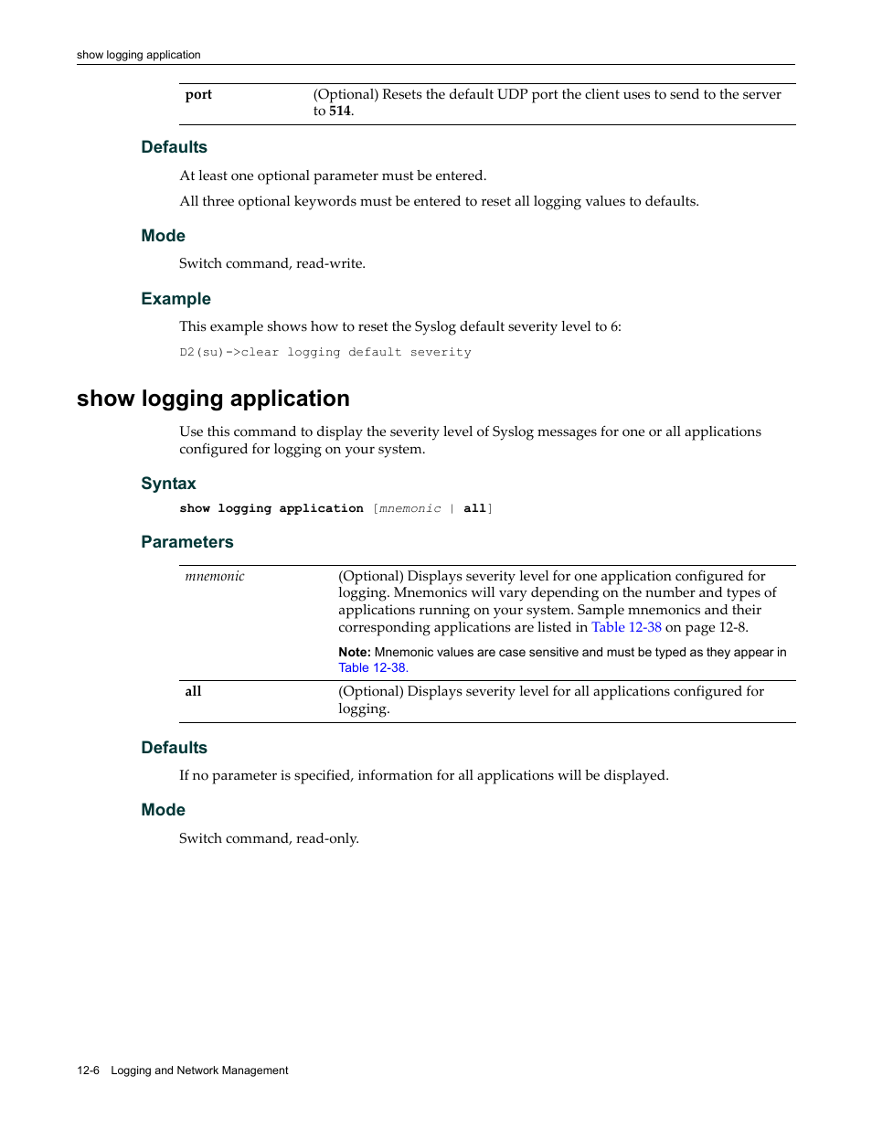 Show logging application, Show logging application -6 | Enterasys Networks Enterasys D2 D2G124-12P User Manual | Page 344 / 496