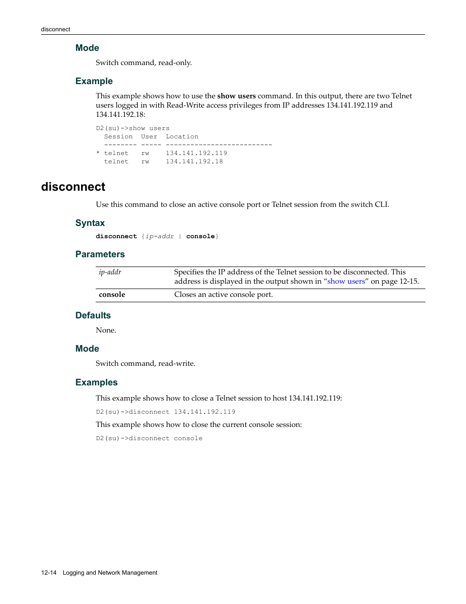 Disconnect, Disconnect -14 | Enterasys Networks Enterasys D2 D2G124-12P User Manual | Page 352 / 496