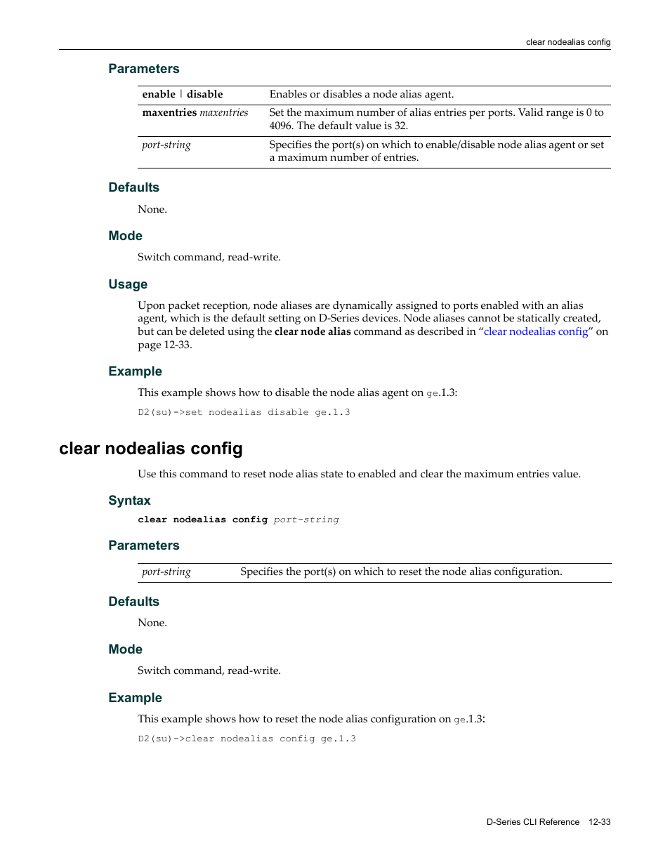 Clear nodealias config, Clear nodealias config -33 | Enterasys Networks Enterasys D2 D2G124-12P User Manual | Page 371 / 496