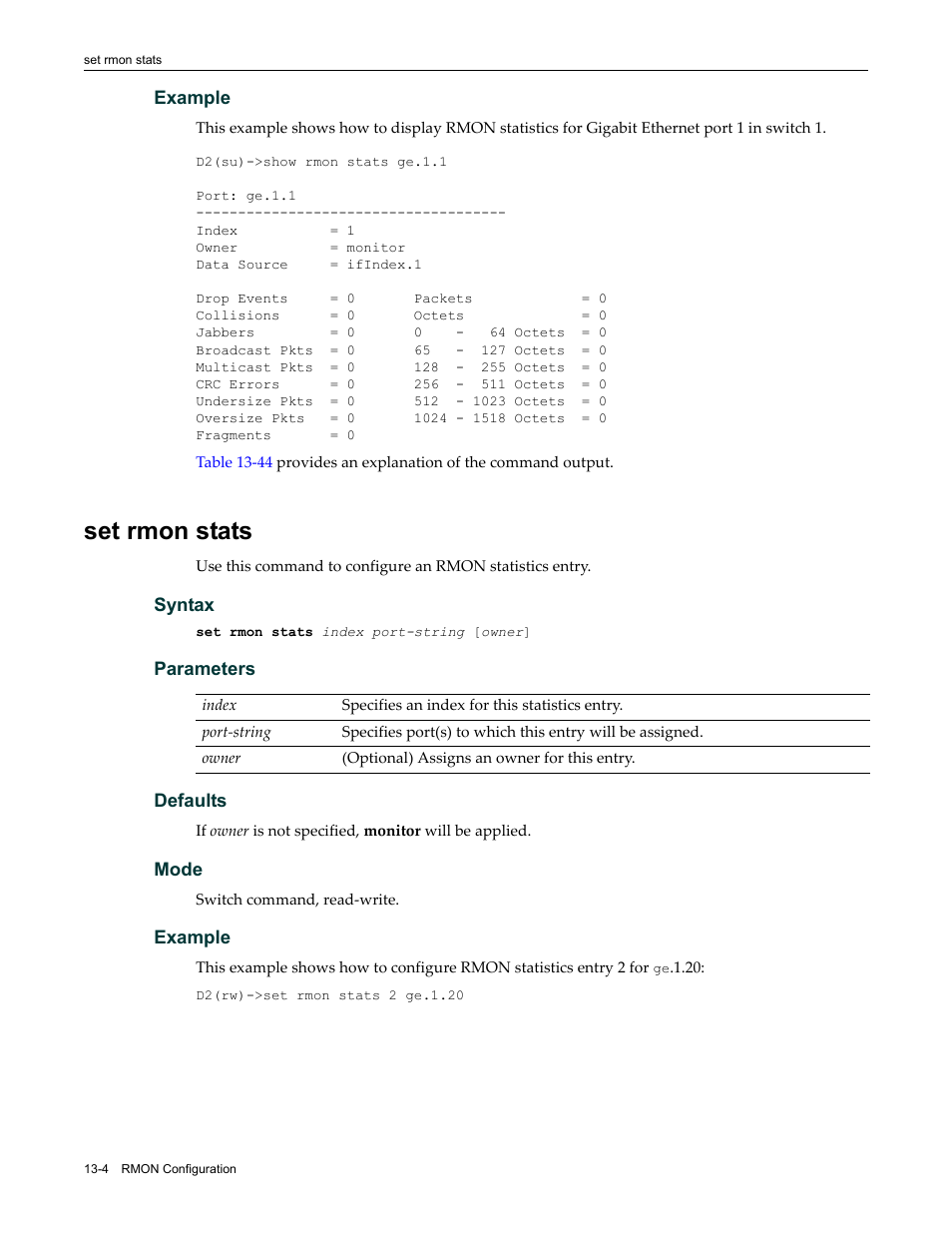 Set rmon stats, Set rmon stats -4 | Enterasys Networks Enterasys D2 D2G124-12P User Manual | Page 376 / 496