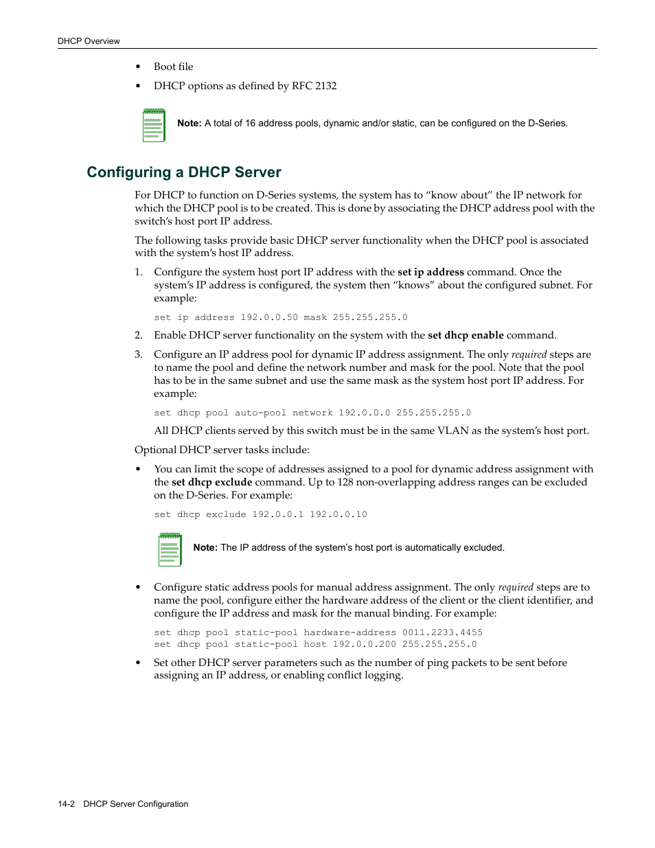 Configuring a dhcp server, Configuring a dhcp server -2 | Enterasys Networks Enterasys D2 D2G124-12P User Manual | Page 396 / 496