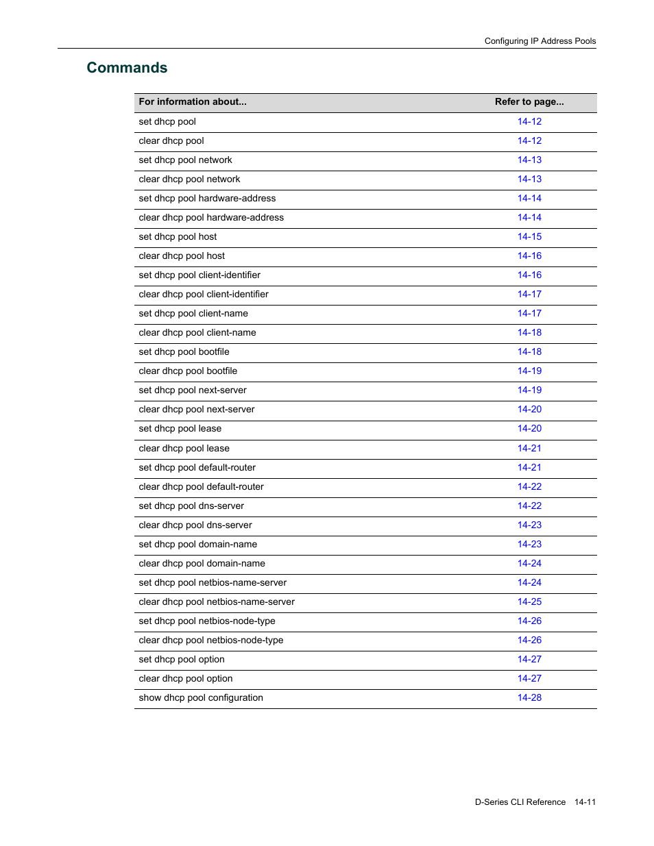 Commands, Commands -11 | Enterasys Networks Enterasys D2 D2G124-12P User Manual | Page 405 / 496