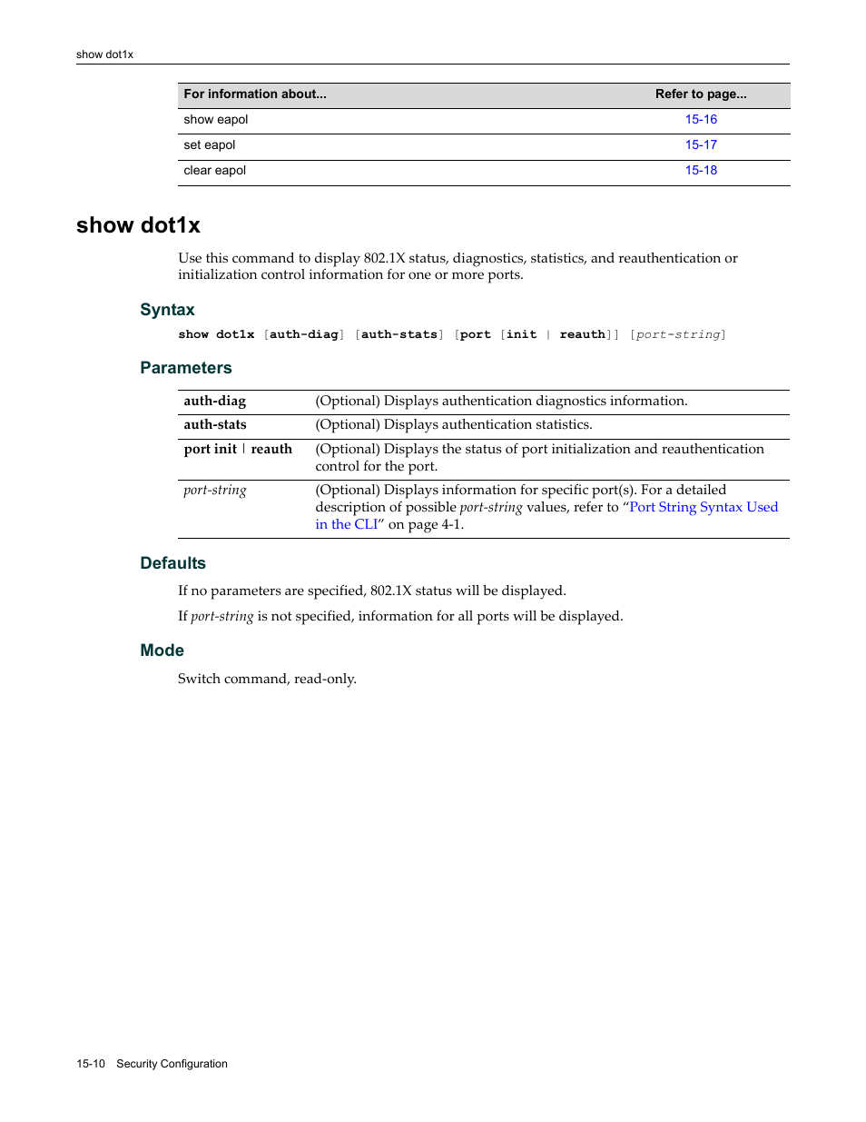 Show dot1x, Show dot1x -10 | Enterasys Networks Enterasys D2 D2G124-12P User Manual | Page 434 / 496