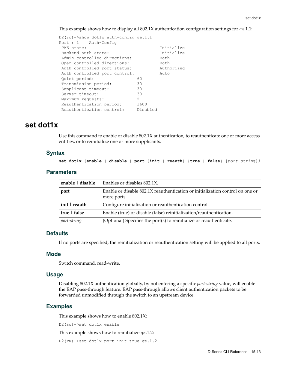 Set dot1x, Set dot1x -13 | Enterasys Networks Enterasys D2 D2G124-12P User Manual | Page 437 / 496