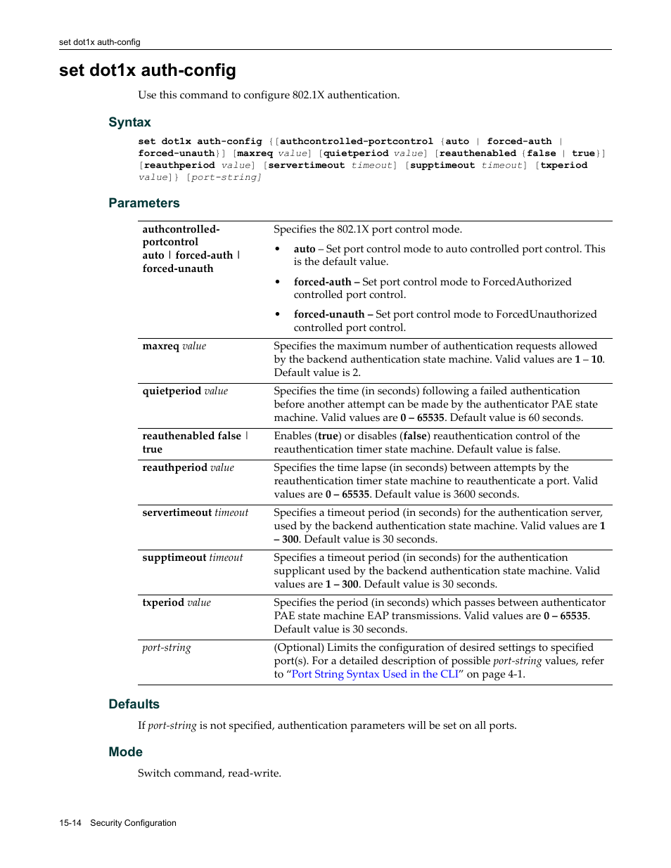 Set dot1x auth-config, Set dot1x auth-config -14 | Enterasys Networks Enterasys D2 D2G124-12P User Manual | Page 438 / 496