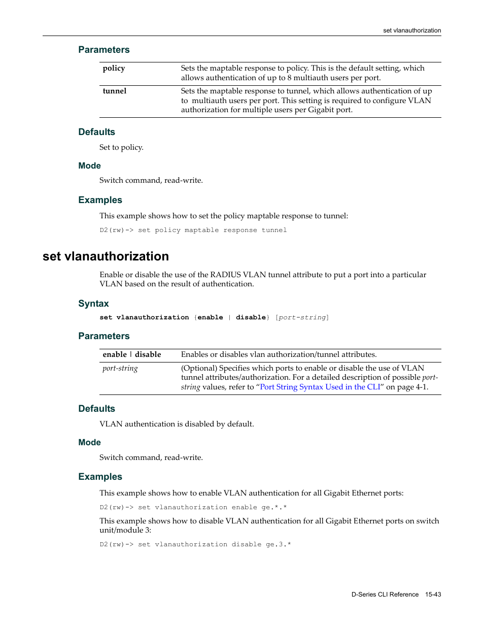 Set vlanauthorization, Set vlanauthorization -43 | Enterasys Networks Enterasys D2 D2G124-12P User Manual | Page 467 / 496