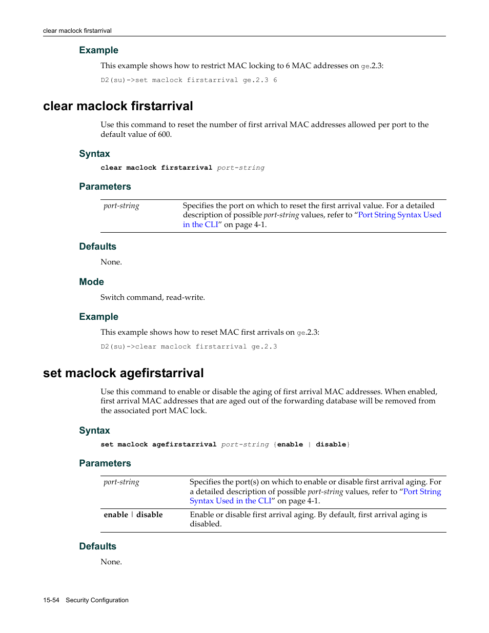 Clear maclock firstarrival, Set maclock agefirstarrival | Enterasys Networks Enterasys D2 D2G124-12P User Manual | Page 478 / 496