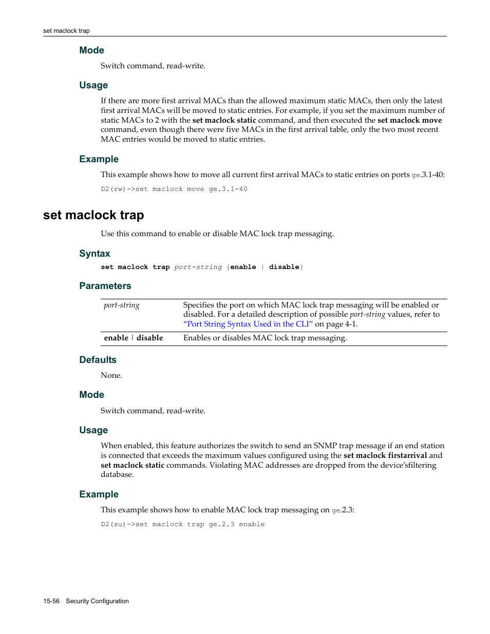 Set maclock trap, Set maclock trap -56 | Enterasys Networks Enterasys D2 D2G124-12P User Manual | Page 480 / 496