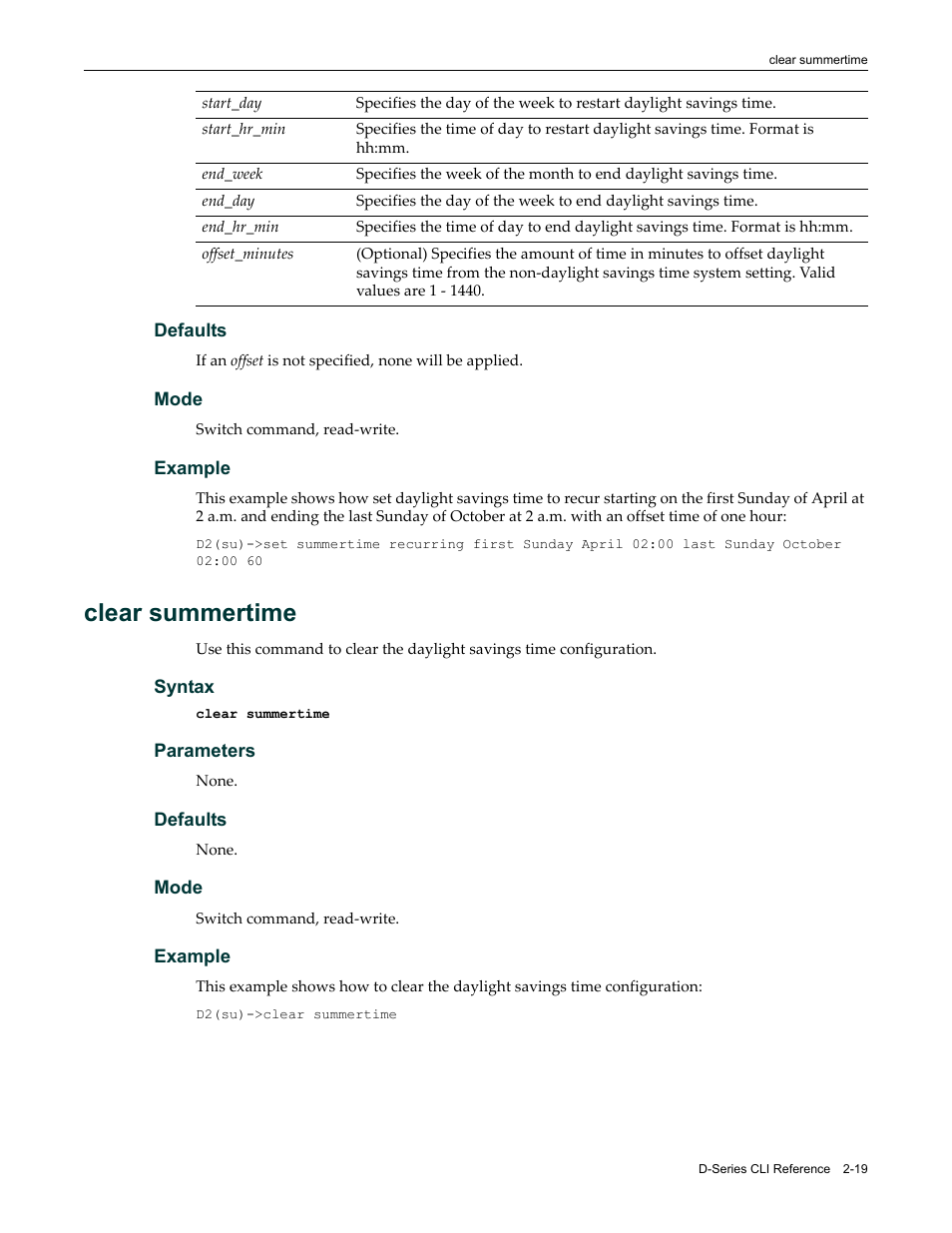 Clear summertime, Clear summertime -19 | Enterasys Networks Enterasys D2 D2G124-12P User Manual | Page 57 / 496