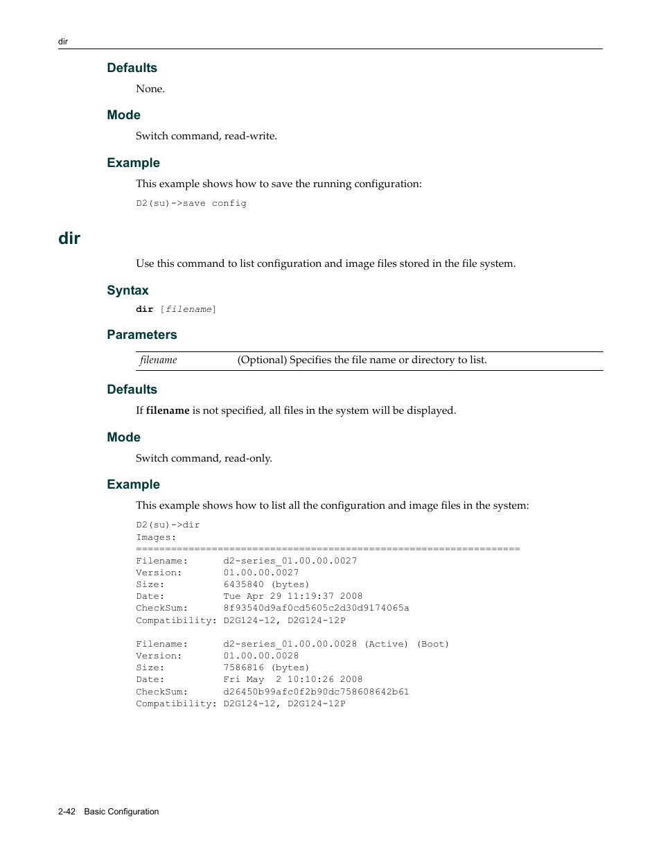 Dir -42 | Enterasys Networks Enterasys D2 D2G124-12P User Manual | Page 80 / 496