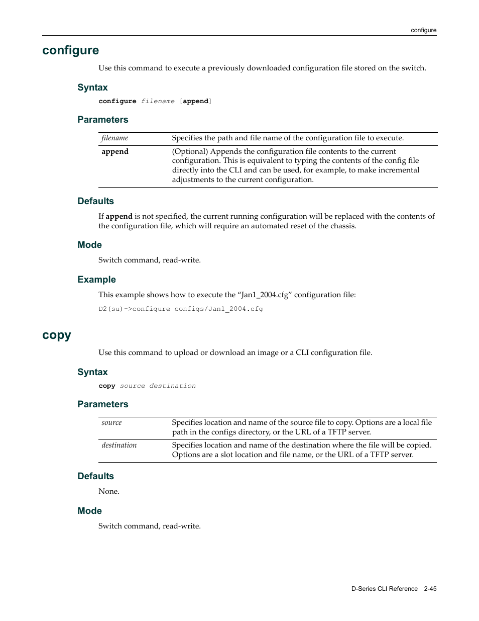 Configure, Copy, Configure -45 copy -45 | Enterasys Networks Enterasys D2 D2G124-12P User Manual | Page 83 / 496