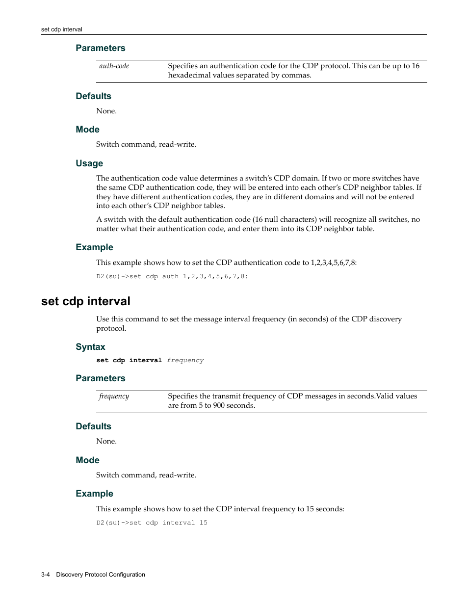 Set cdp interval, Set cdp interval -4, Cdp interval | Enterasys Networks Enterasys D2 D2G124-12P User Manual | Page 96 / 496