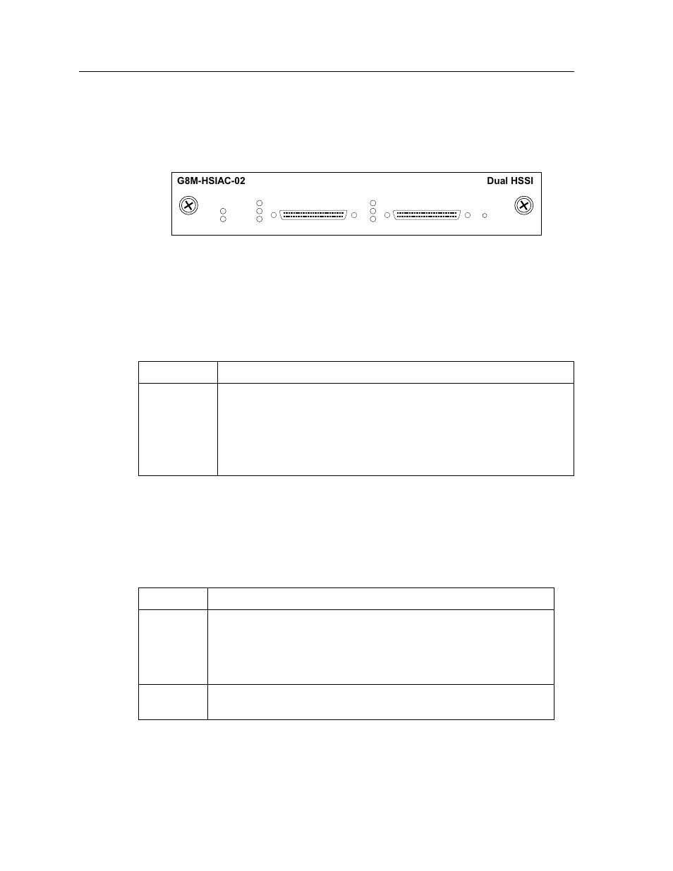 Dual hssi line card, Cabling and connector specifications leds | Enterasys Networks X-Pedition 2000 User Manual | Page 36 / 86