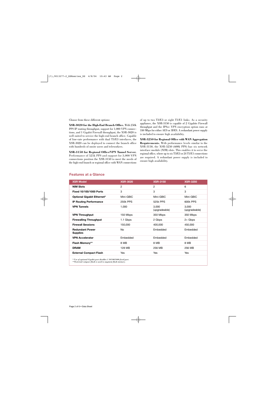 Enterasys Networks XSR 3000 Series User Manual | Page 2 / 6