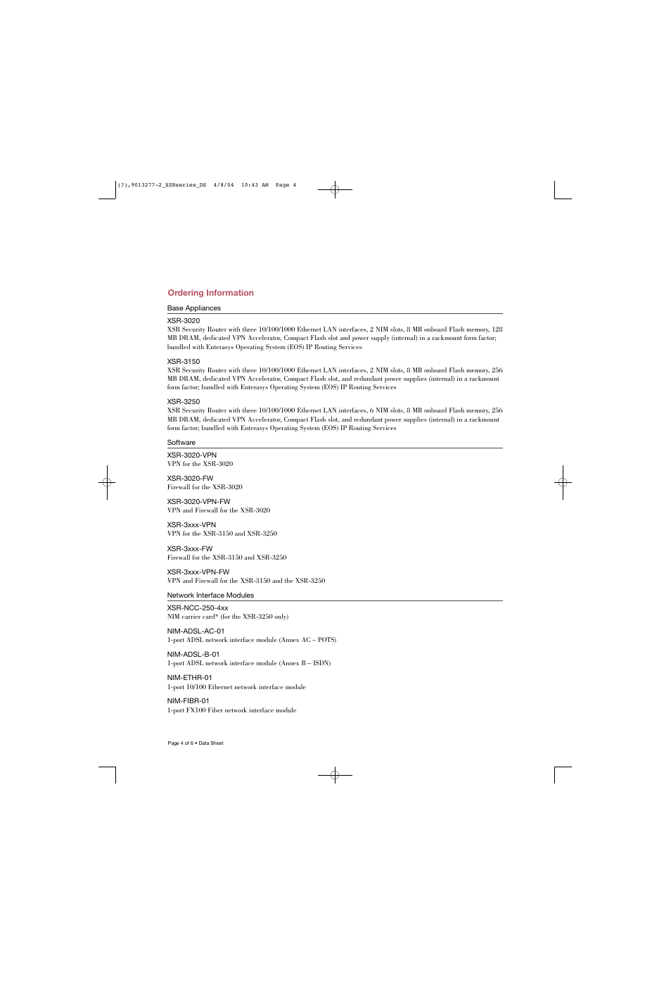 Enterasys Networks XSR 3000 Series User Manual | Page 4 / 6