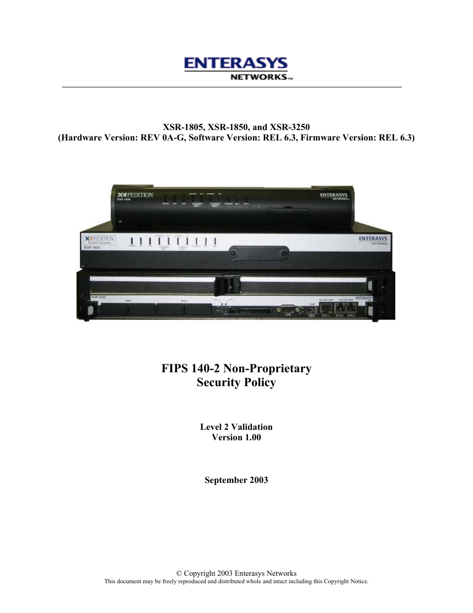 Enterasys Networks XSR-1805 User Manual | 25 pages