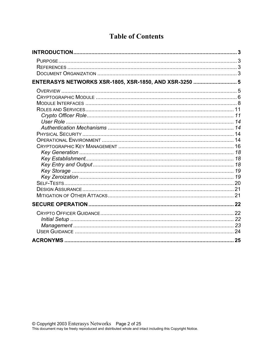 Enterasys Networks XSR-1805 User Manual | Page 2 / 25