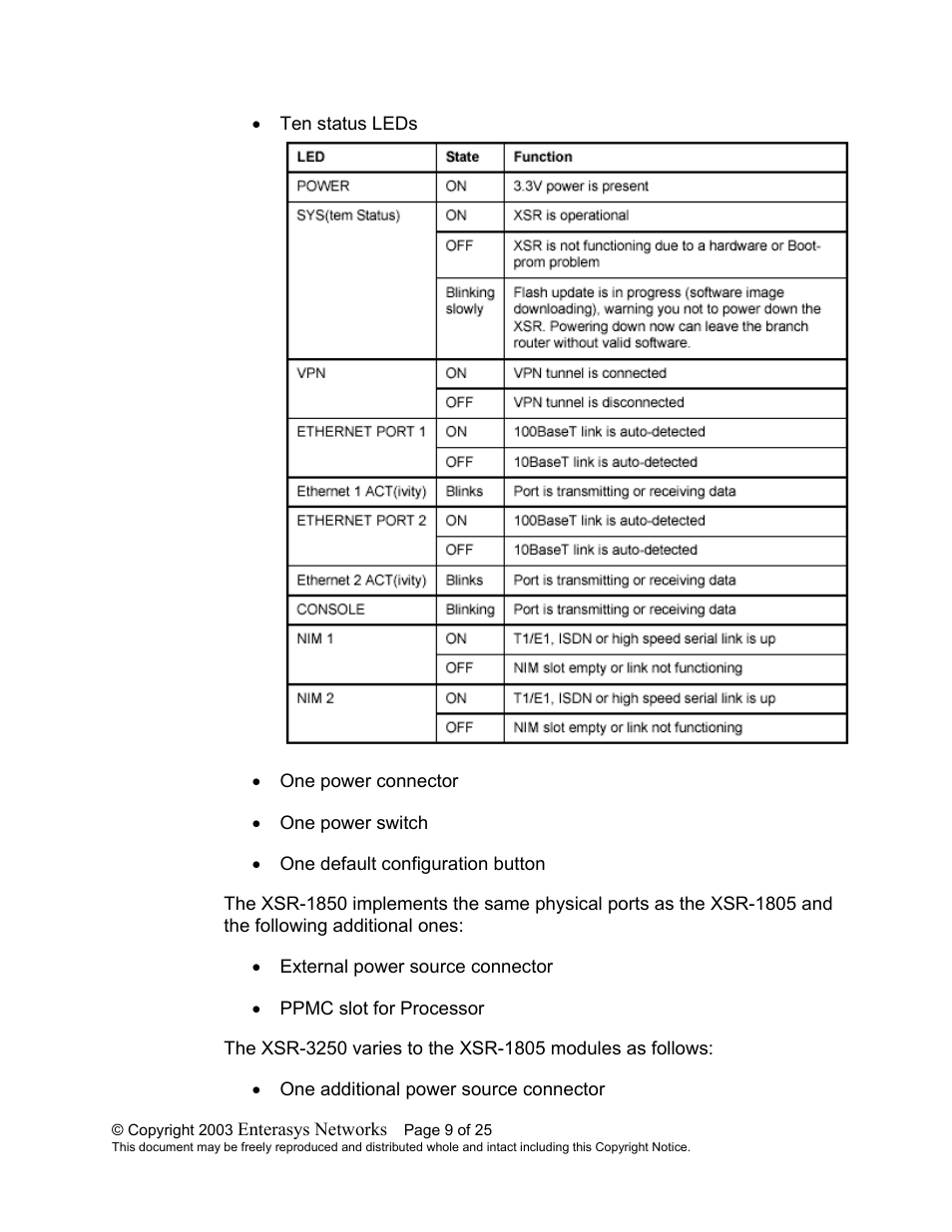 Enterasys Networks XSR-1805 User Manual | Page 9 / 25