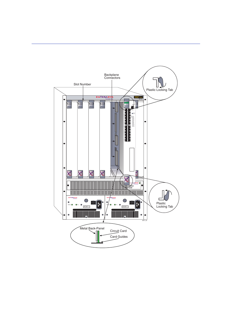 Power ok/ redundancy fan status, Acon, Ac on power ok/ redundancy fan status | Ac on, Group, Backplane connectors, Plastic locking tab plastic locking tab | Enterasys Networks Enterasys Matrix 6H352-25 User Manual | Page 30 / 56