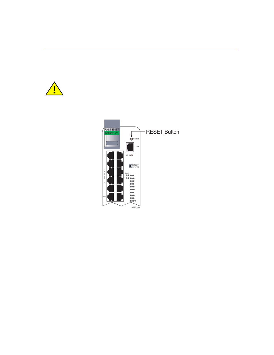 3 using the reset button, Using the reset button -7, Reset button | Section 4.3, Using the reset button troubleshooting 4-7 | Enterasys Networks Enterasys Matrix 6H352-25 User Manual | Page 43 / 56