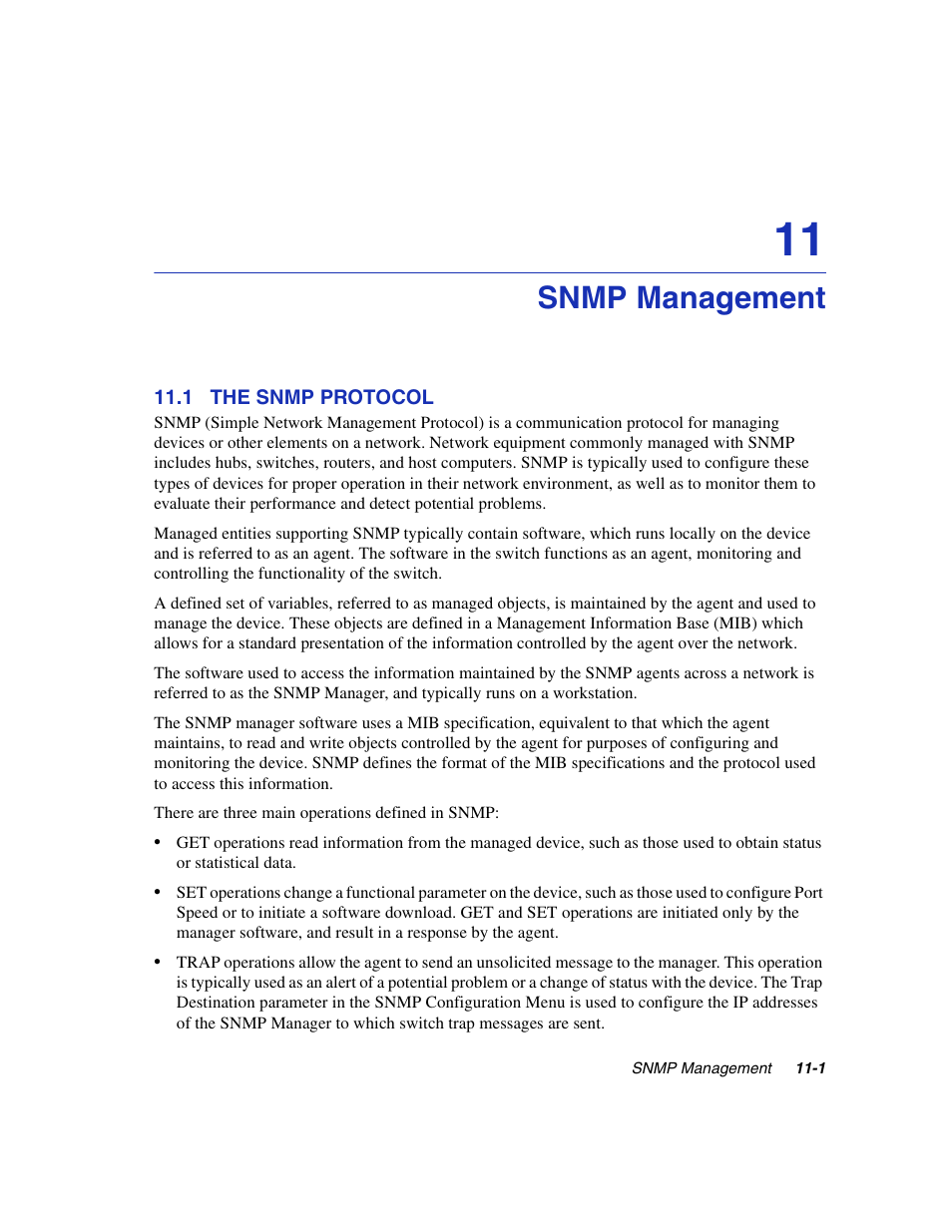 Snmp management, 1 the snmp protocol | Enterasys Networks 5H1XX User Manual | Page 123 / 144