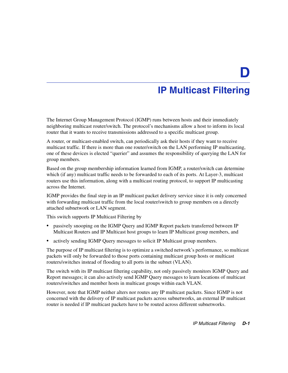 Ip multicast filtering, Appendix d | Enterasys Networks 5H1XX User Manual | Page 139 / 144