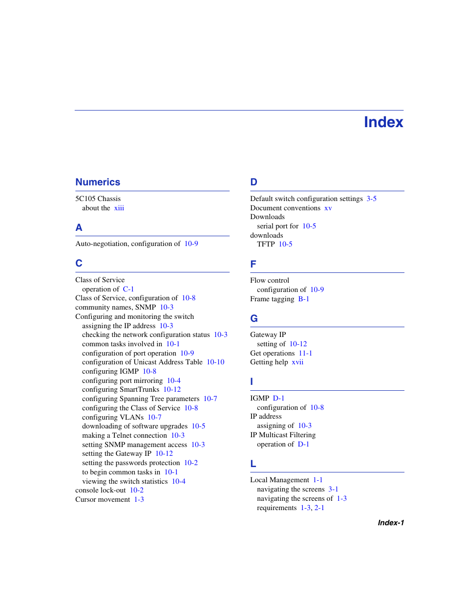 Index, Numerics | Enterasys Networks 5H1XX User Manual | Page 141 / 144