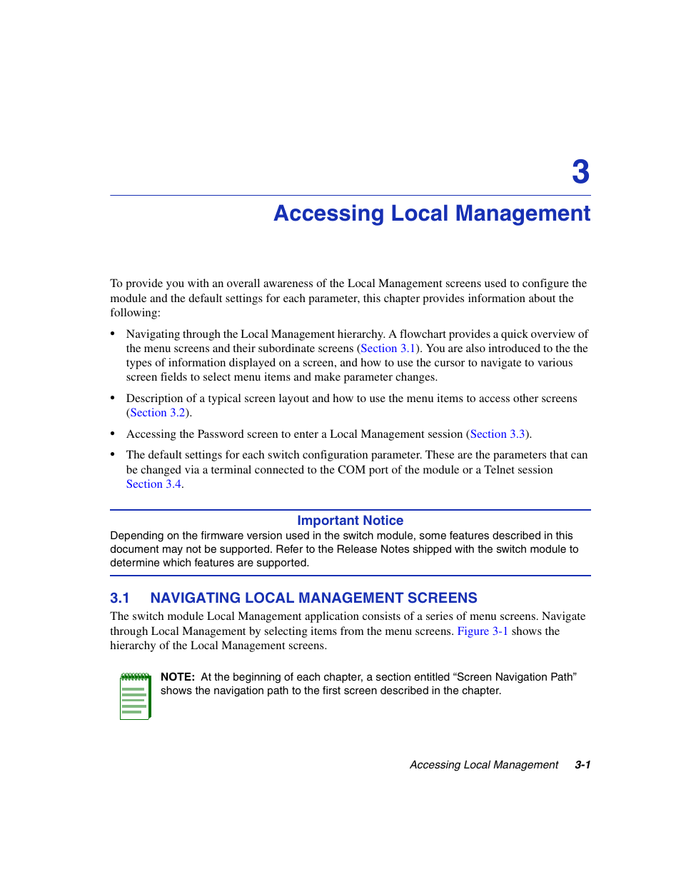 Accessing local management, 1 navigating local management screens, Navigating local management screens -1 | Enterasys Networks 5H1XX User Manual | Page 29 / 144