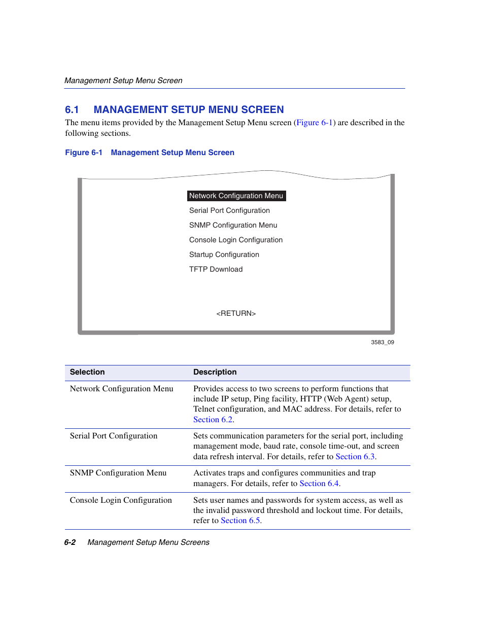 1 management setup menu screen, Management setup menu screen -2, Management setup menu screen | Management setup menu | Enterasys Networks 5H1XX User Manual | Page 44 / 144