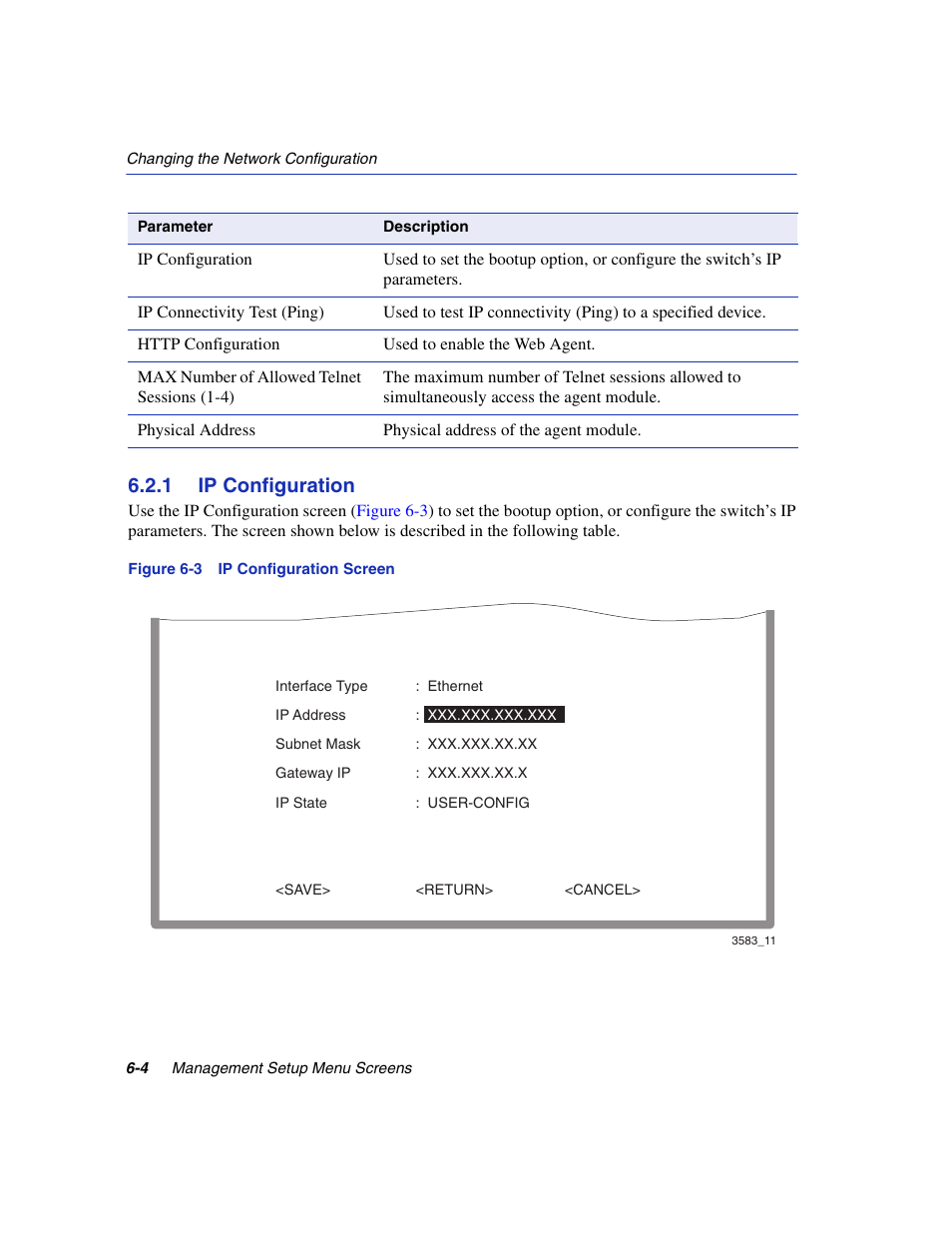 1 ip configuration, Ip configuration -4, Ip configuration screen | Ip configuration | Enterasys Networks 5H1XX User Manual | Page 46 / 144