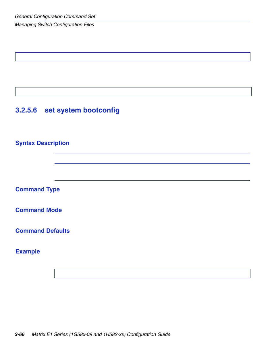 6 set system bootconfig, Set system bootconfig -66, Section 3.2.5.6 | Enterasys Networks 1G58x-09 User Manual | Page 114 / 808