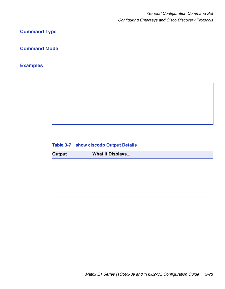 Show ciscodp output details | Enterasys Networks 1G58x-09 User Manual | Page 121 / 808