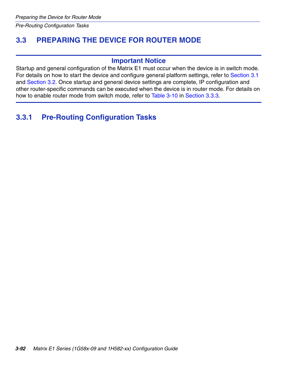 3 preparing the device for router mode, 1 pre-routing configuration tasks, Preparing the device for router mode -92 3.3.1 | Pre-routing configuration tasks -92, Preparing the device for router mode, Section 3.3 | Enterasys Networks 1G58x-09 User Manual | Page 140 / 808