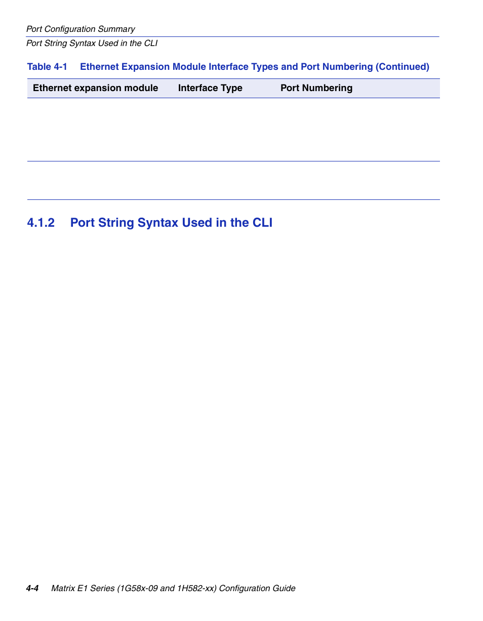 2 port string syntax used in the cli, Port string syntax used in the cli -4, Section 4.1.2 | Enterasys Networks 1G58x-09 User Manual | Page 150 / 808