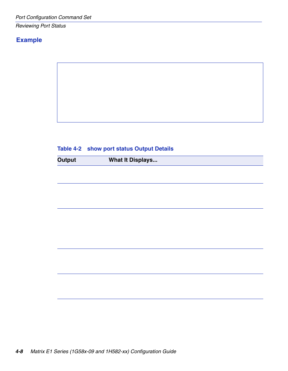 Show port status output details | Enterasys Networks 1G58x-09 User Manual | Page 154 / 808