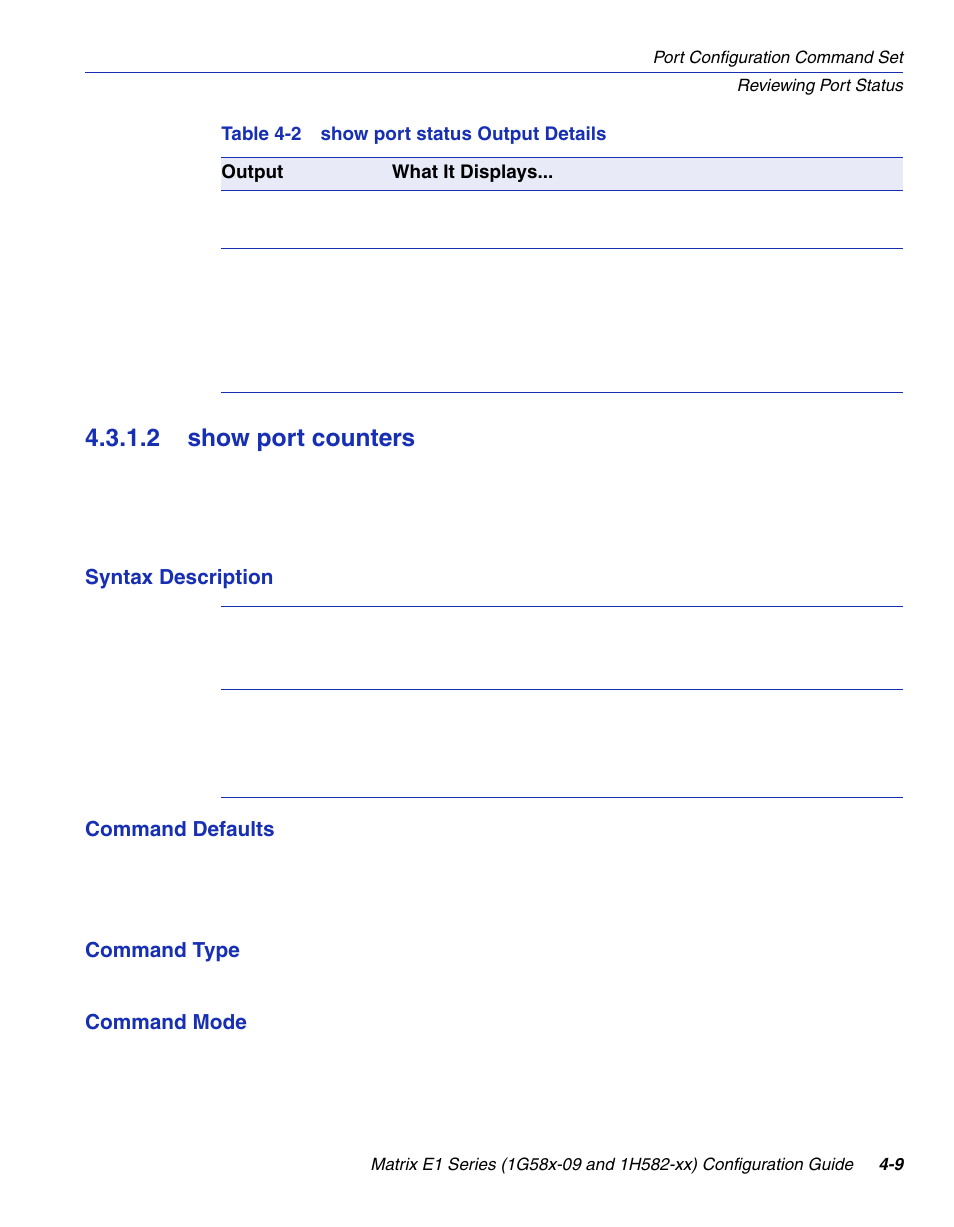 2 show port counters, Show port counters -9, Section 4.3.1.2 | Enterasys Networks 1G58x-09 User Manual | Page 155 / 808