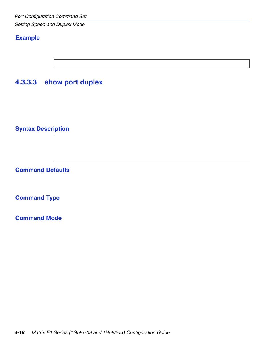 3 show port duplex, Show port duplex -16, Section 4.3.3.3 | Enterasys Networks 1G58x-09 User Manual | Page 162 / 808