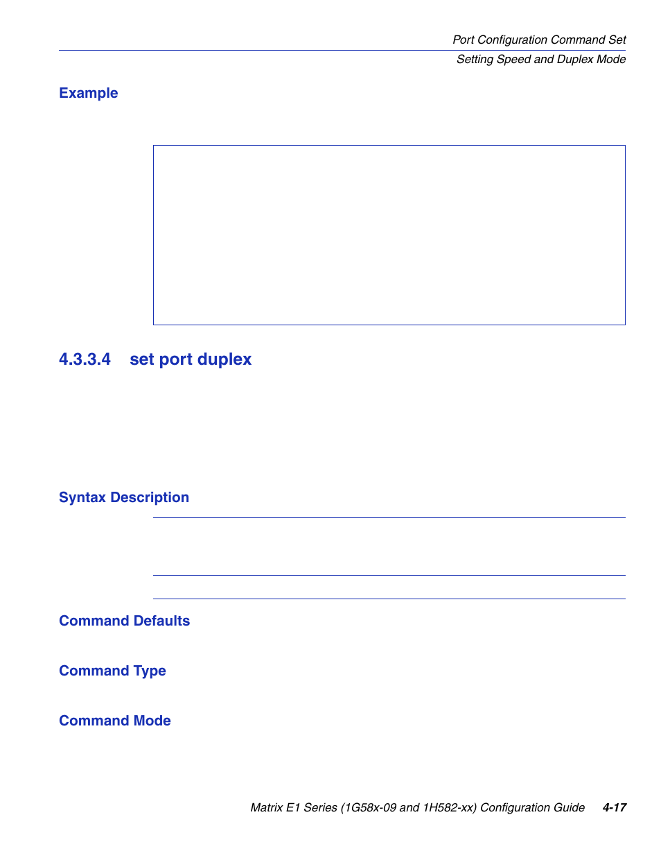 4 set port duplex, Set port duplex -17, Refer to | Section 4.3.3.4 | Enterasys Networks 1G58x-09 User Manual | Page 163 / 808