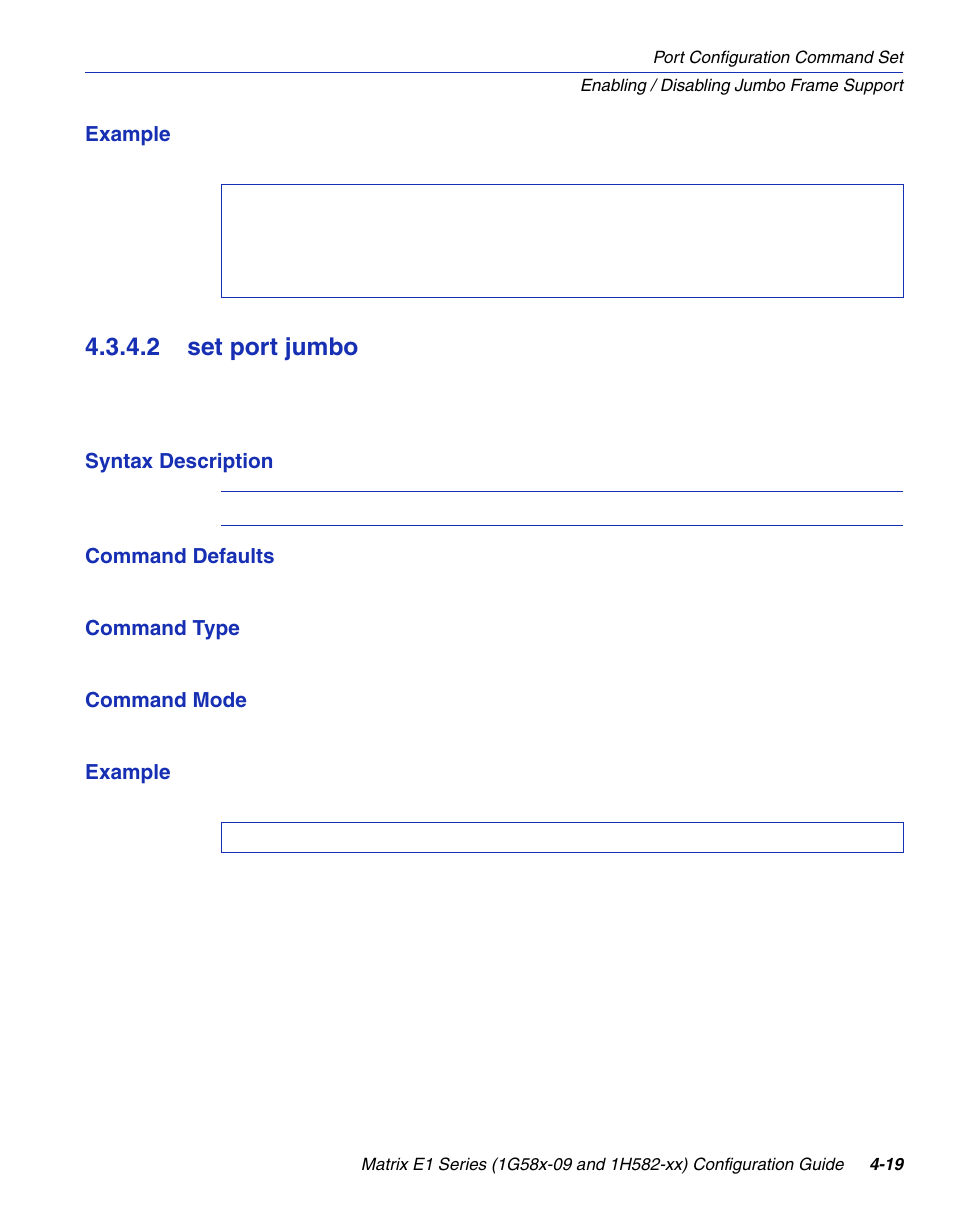 2 set port jumbo, Set port jumbo -19, Section 4.3.4.2 | Enterasys Networks 1G58x-09 User Manual | Page 165 / 808