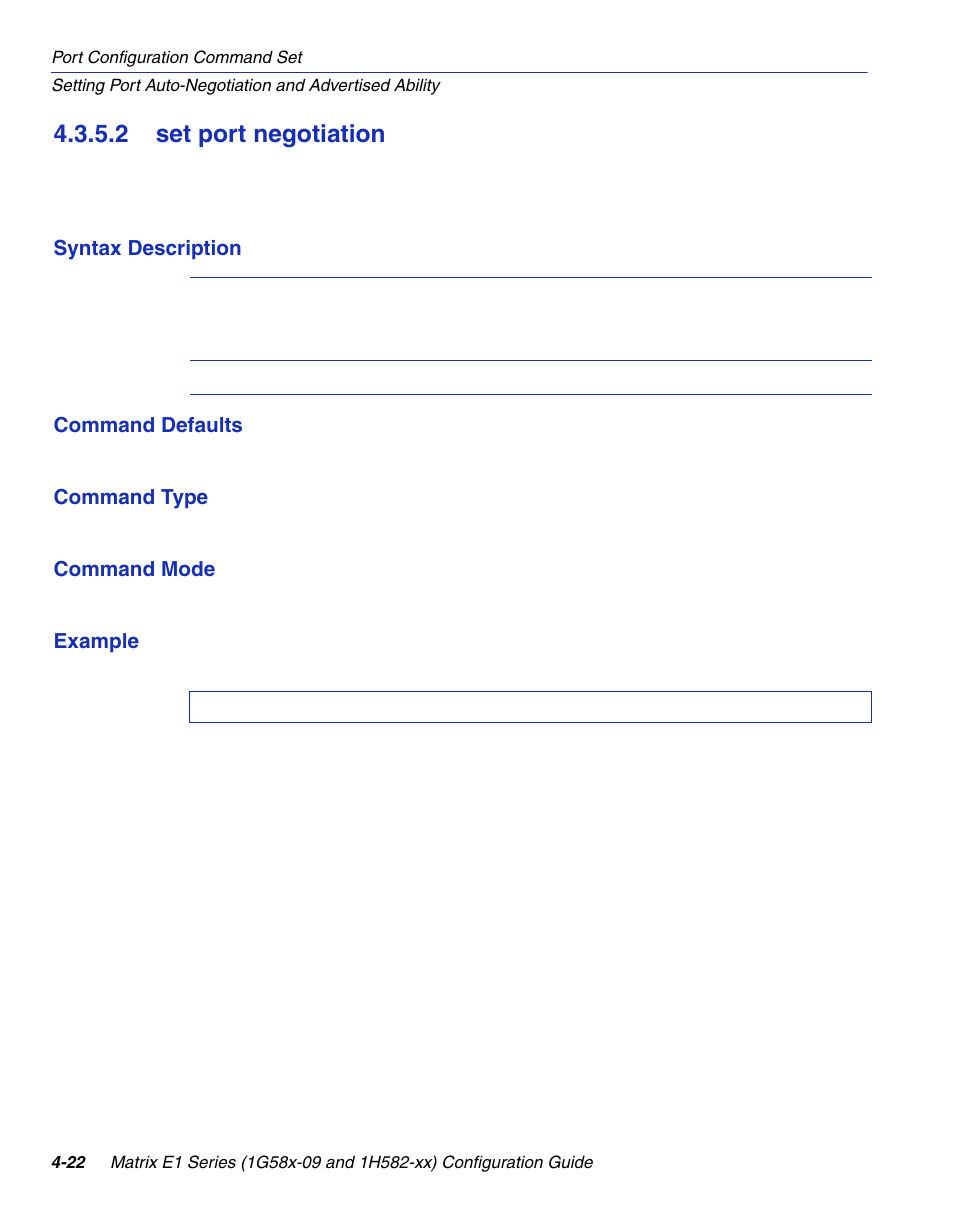 2 set port negotiation, Set port negotiation -22, Section 4.3.5.2 | Enterasys Networks 1G58x-09 User Manual | Page 168 / 808