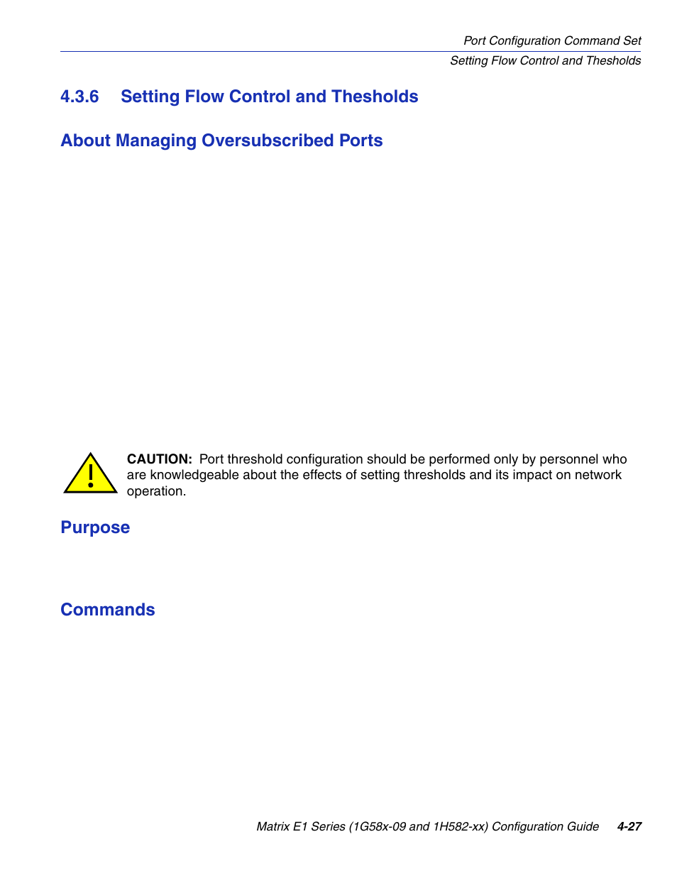 6 setting flow control and thesholds, Setting flow control and thesholds -27, Section 4.3.6 | Purpose, Commands | Enterasys Networks 1G58x-09 User Manual | Page 173 / 808