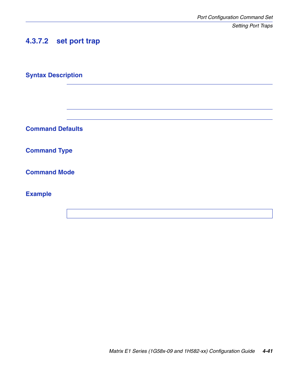 2 set port trap, Set port trap -41, Section 4.3.7.2 | Enterasys Networks 1G58x-09 User Manual | Page 187 / 808