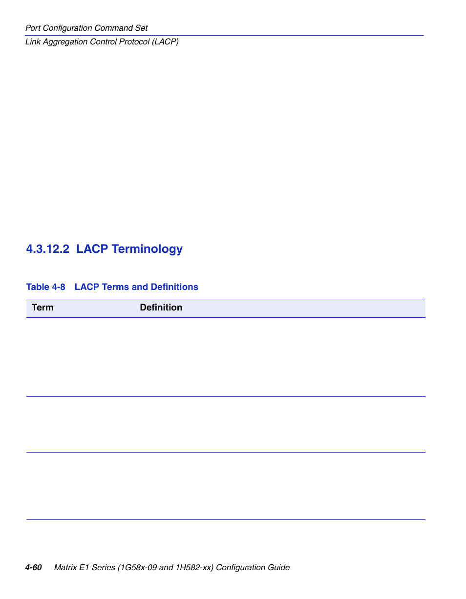 2 lacp terminology, Lacp terminology -60, Lacp terms and definitions | Enterasys Networks 1G58x-09 User Manual | Page 206 / 808