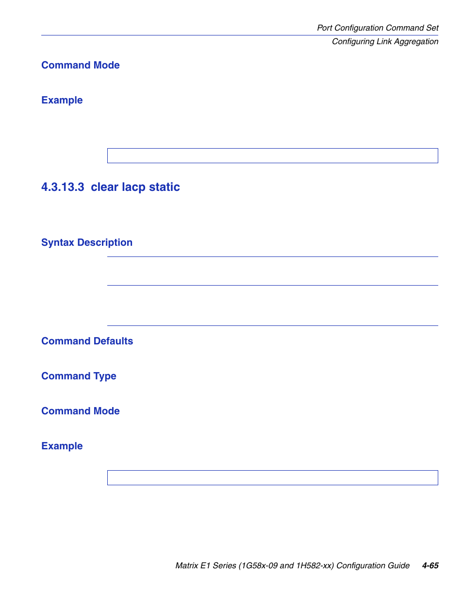 3 clear lacp static, Clear lacp static -65, Section 4.3.13.3 | Enterasys Networks 1G58x-09 User Manual | Page 211 / 808