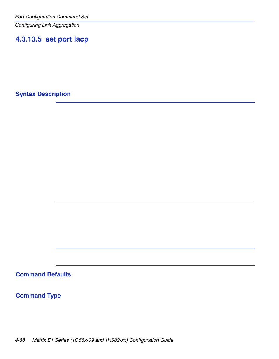 5 set port lacp, Set port lacp -68, Set port lacp | Section 4.3.13.5 | Enterasys Networks 1G58x-09 User Manual | Page 214 / 808