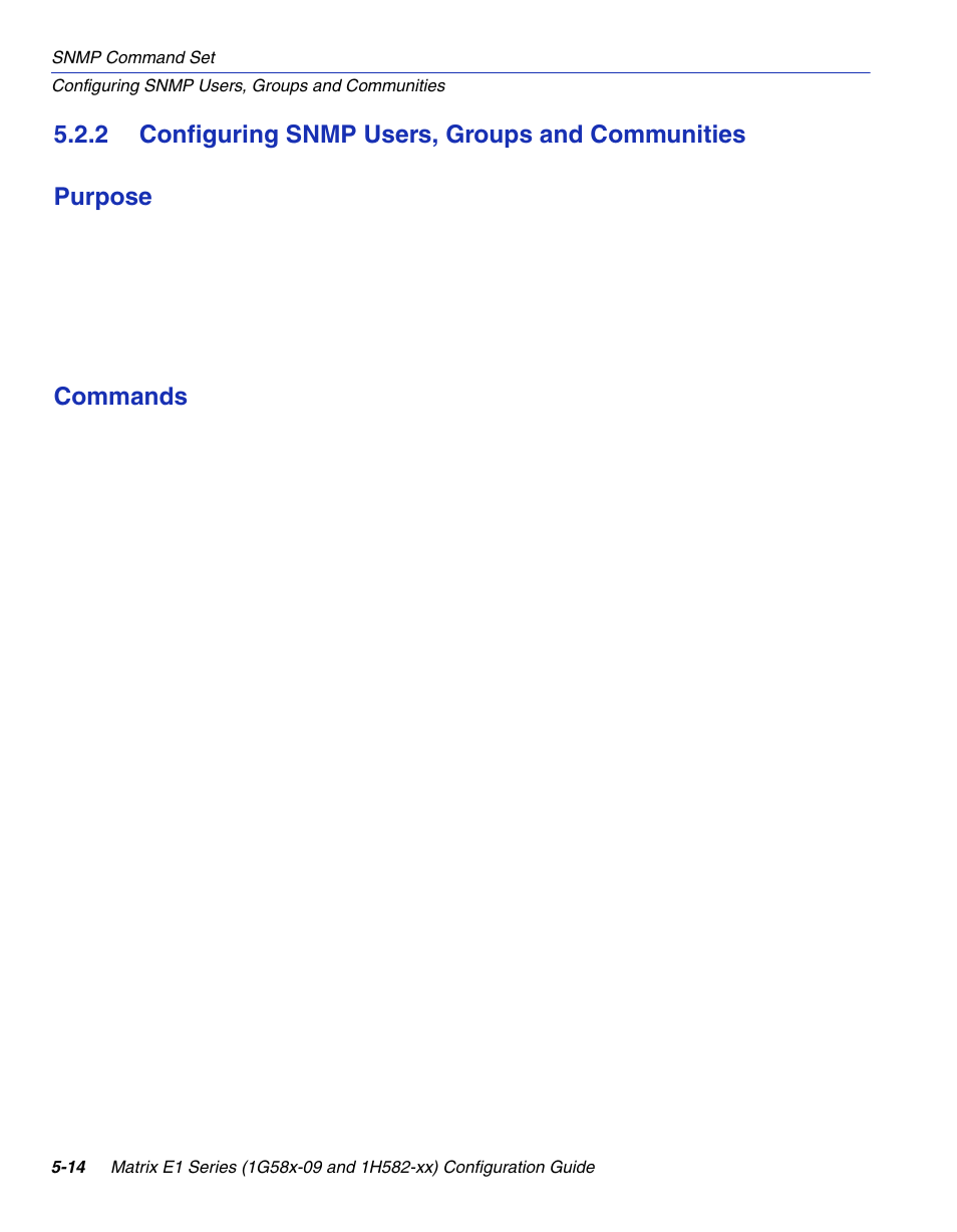 2 configuring snmp users, groups and communities, Configuring snmp users, groups and communities -14, Section 5.2.2 | Commands | Enterasys Networks 1G58x-09 User Manual | Page 236 / 808