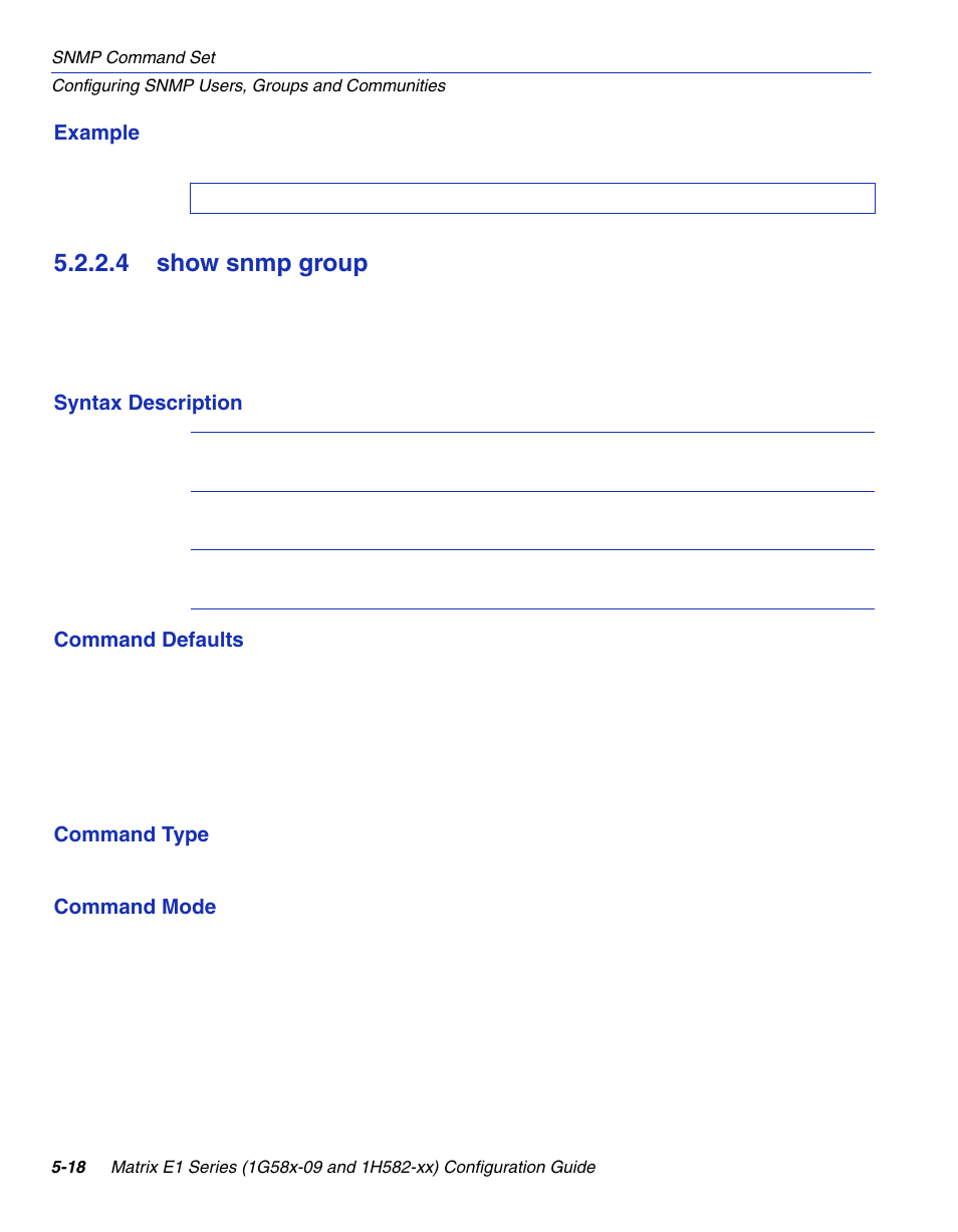 4 show snmp group, Show snmp group -18, Section 5.2.2.4 | Enterasys Networks 1G58x-09 User Manual | Page 240 / 808