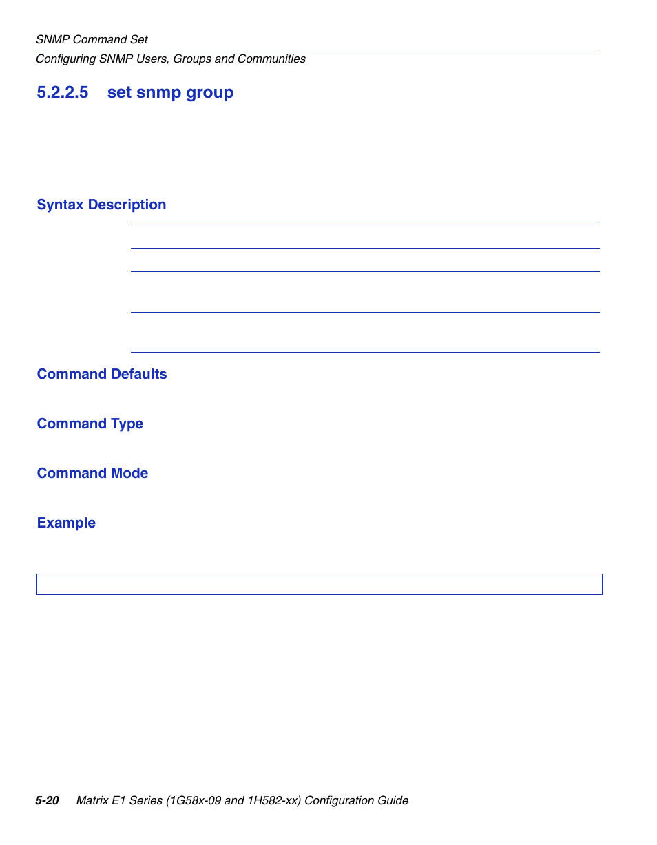 5 set snmp group, Set snmp group -20, Section 5.2.2.5 | Enterasys Networks 1G58x-09 User Manual | Page 242 / 808